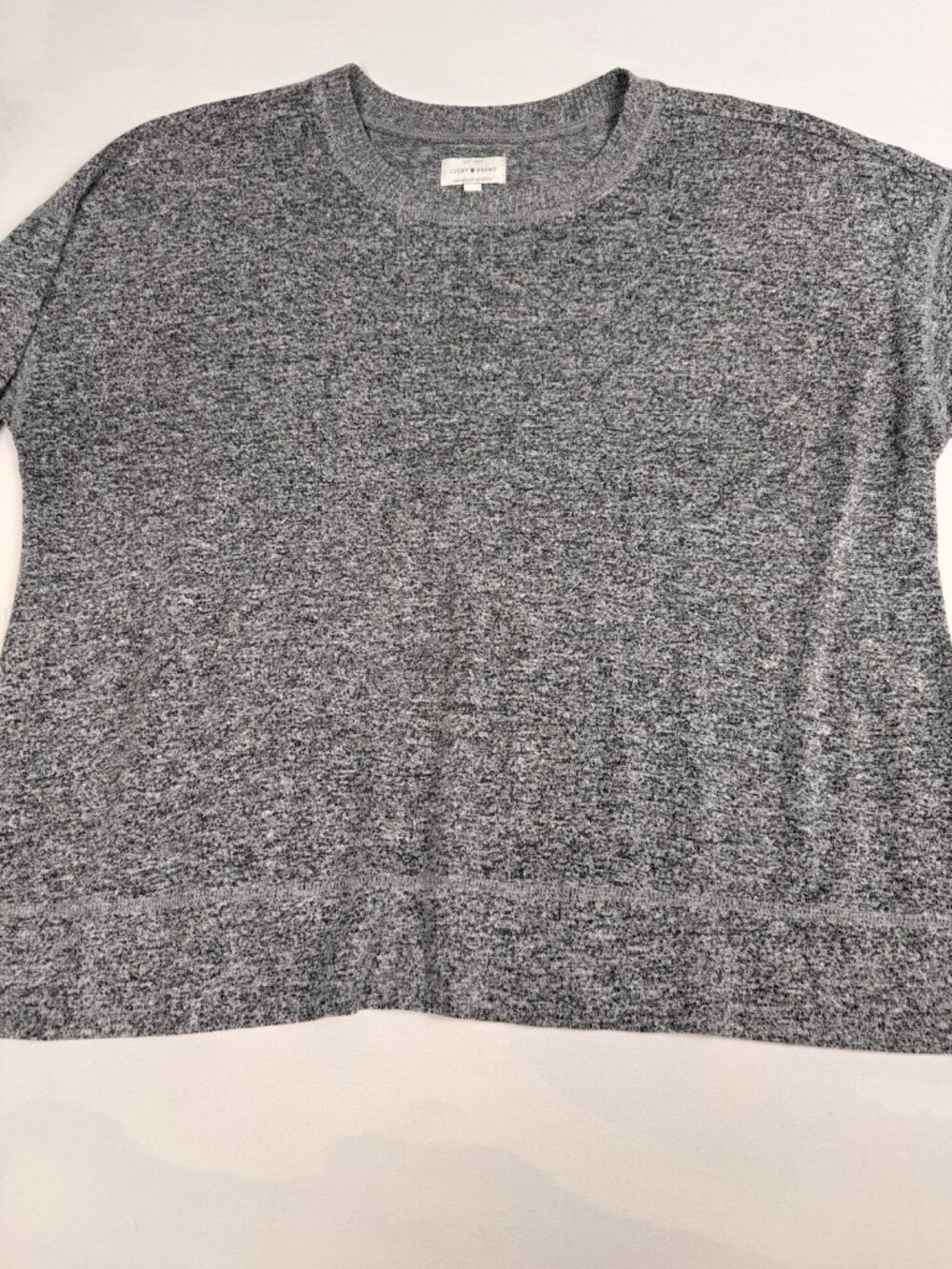 Lucky Brand Crewneck Sweatshirt Womens XL Gray Soft Knit Long Sleeve Banded Hem - Picture 2 of 6
